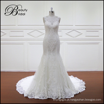 2016 vestido de noiva elegante do laço da sereia
